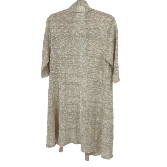 Eileen Fisher Cardigan L Beige Linen Blend Open Front Lagenlook Duster‎ Sz Large - Picture 2 of 8